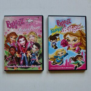 2 Bratz DVDs Movies Fashion Pixiez and Super Babyz Bratz Dolls